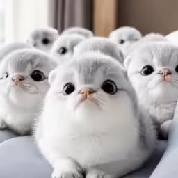 the kittens are all white with blue eyes