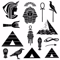 egyptian symbols and designs for design on white