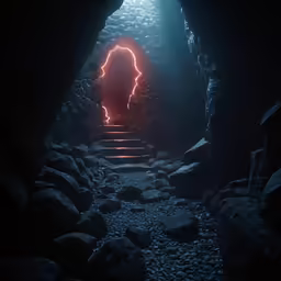 a cave with a lot of light coming out from it