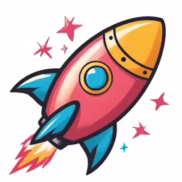 a rocket with stars in the background