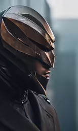 the back side of a batman costume that is made up of dark bronze leather