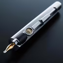 there is an unusual pen in the black surface