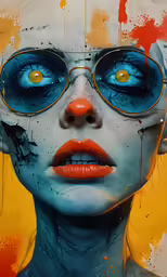 a digital art portrait of a woman wearing glasses