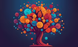 an abstract tree is depicted with colored circles