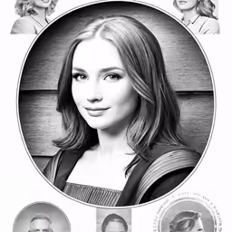 a drawing of a woman with many faces
