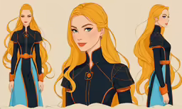 an illustrated picture of a woman with blonde hair