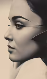 a woman with her eyes open and two side - by - side scissors sticking out of her mouth