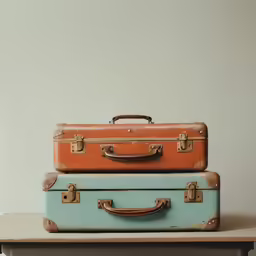 two suitcases stacked on top of each other