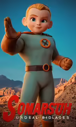an animation movie character in the motion of sonarstche