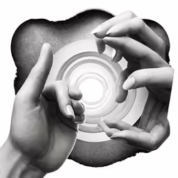 two hands holding an object together to resemble the circle