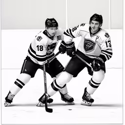 two men are playing hockey in a rink
