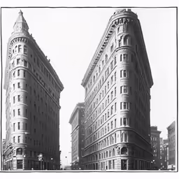 an old photo of some buildings in the day time