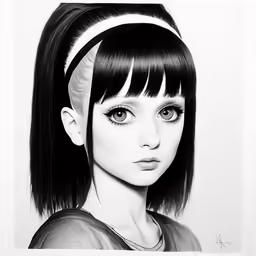 a pencil drawing of a girl with long hair