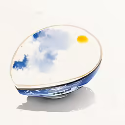 an artistic ceramic dish with blue paint and a white background