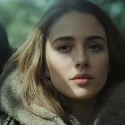 a woman with a fur jacket is posing