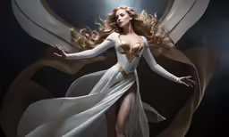 a woman dressed in a costume with angel wings