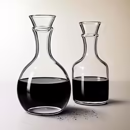 an empty vase and two smaller glass jugs