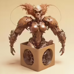a statue is made with a machine and gear