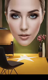 a woman with blue eyes is pictured in this digital portrait