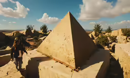 the pyramid is on top of a rocky outcropping