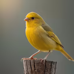 a bird with orange on the feathers is sitting on top of a tree stump