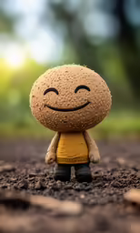 a teddy bear that is sitting in the dirt
