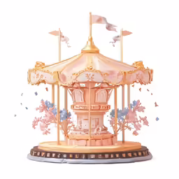 an image of a pink and gold carousel