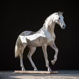 a white horse standing on its hind legs on a black background