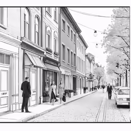 black and white photograph of an old town