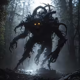 there is an image of a creepy creature in the woods