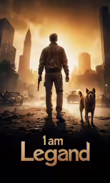 man with gun standing in middle of road with dogs