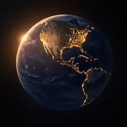 the earth lights on at night in this image