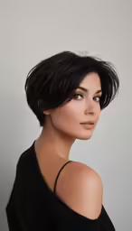 a women wearing black with a short side part