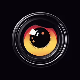 an orange and yellow photo with black circles