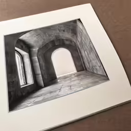 a drawing of an arch in the floor of a room