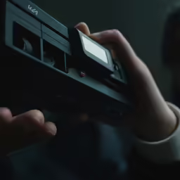 person holding a mini device in their hand