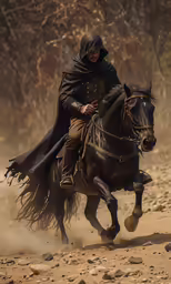 a person on horseback on a dirt path