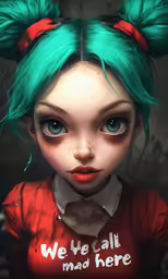 a digital painting of a girl with green hair
