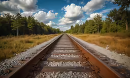 a train track in the middle of the field