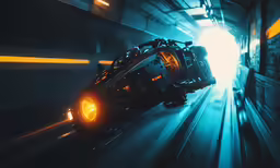 a car that is driving around in a tunnel