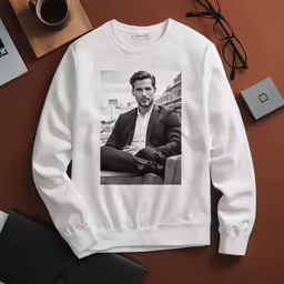 a sweater with a photo of the actor, michael mc mc