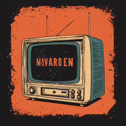 a stylized television with the words may arden on it