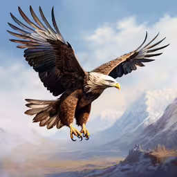 an eagle soaring into the air with its wings open,there is a bird with many wings flying in the sky