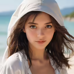 a girl with long hair wearing a hat