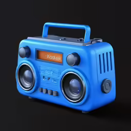 a small radio is shown with its lid up
