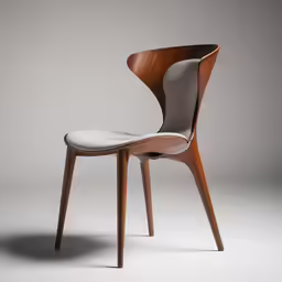the wooden chair is designed to resemble a curved seat