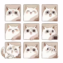 cat drawings with different eyes in the middle