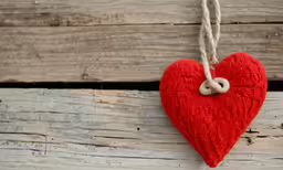 a heart hanging on some rope with two loops