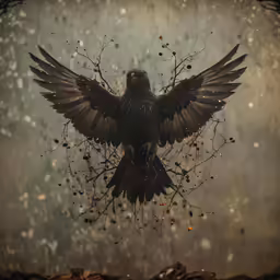 a bird with wings spread flying into the air