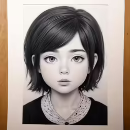 a drawing of a girl with black hair